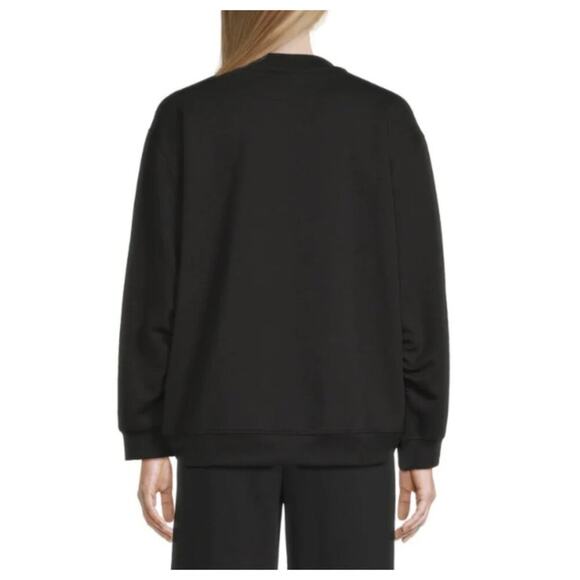 NWT Halston Women's Fuzzy Heart Oversized Sweatshirt Black Size XL - Picture 14 of 14